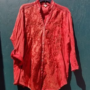 Red Reba Button Up Shirt